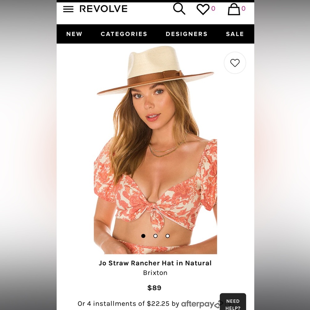 NWT Brixton Jo Straw Rancher hat in Neutral